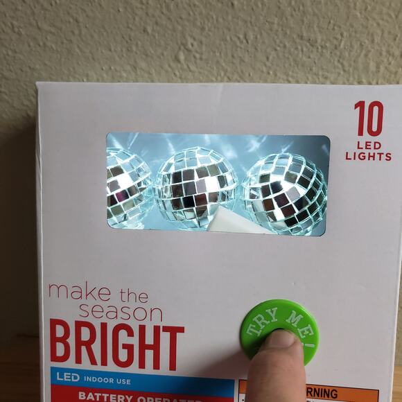 Make The Season Bright Battery Operated LED Disco Ball Lights Set Of 10 Retro - Picture 2 of 6